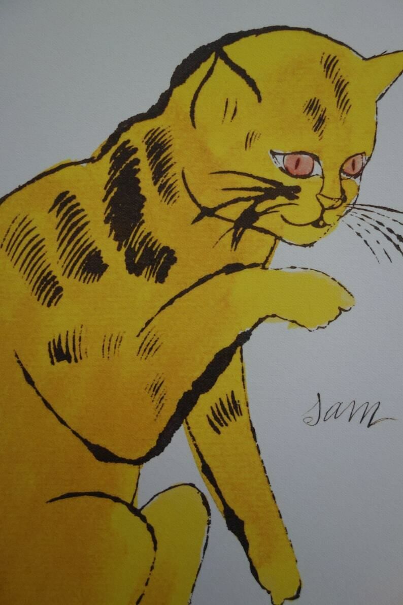 Fine Pop Art Limited Edition Print   Illustration   Cat, Andy Warhol, Signed, Numbered & Stamped With Estate Stamp photo furniture