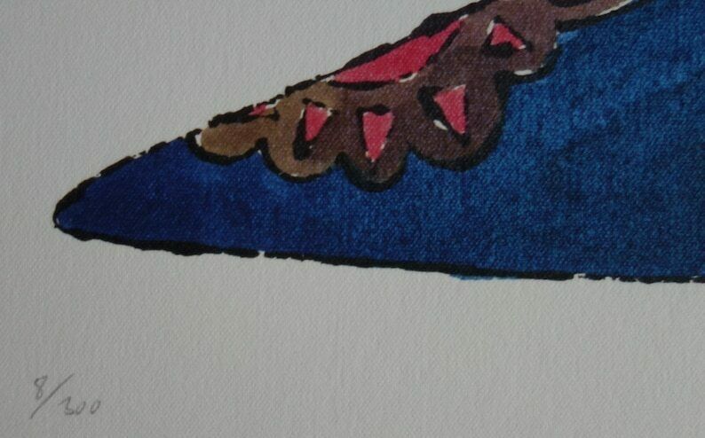 Fine Pop Art Limited Edition Illustration Print   Shoe, Andy Warhol, Signed & Stamped With Estate Stamp photo vinterior