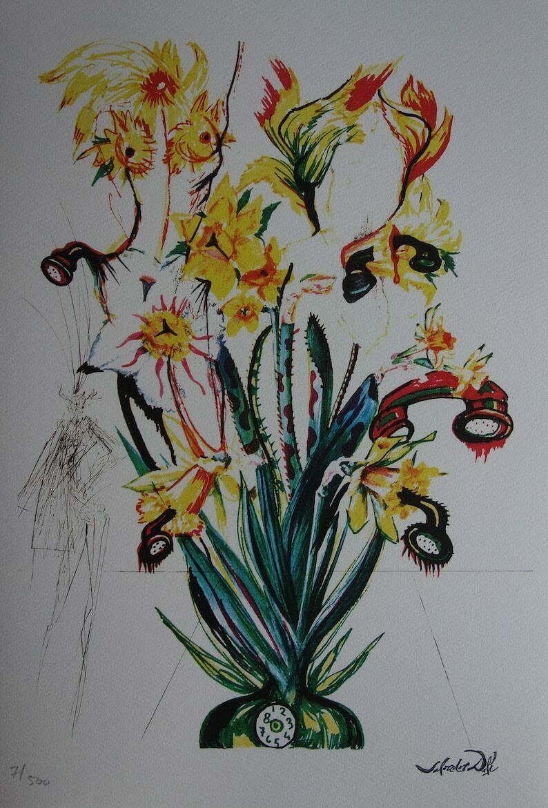 Fine Surrealist Limited Edition Print, Surreal Flower, Salvador Dali, Signed & Numbered In Pencil