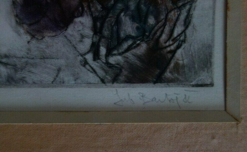 Vintage Surreal Etching, Signed photo Art