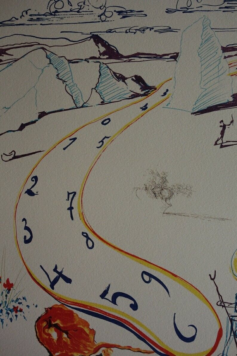 Fine Surrealist Limited Edition Print, Surreal Melting Watch, Salvador Dali, Signed & Numbered In Pencil photo furniture