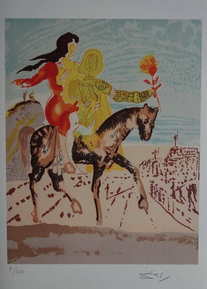 Fine Surrealist Limited Edition Print, Horse Rider, Salvador Dali, Signed & Numbered In Pencil