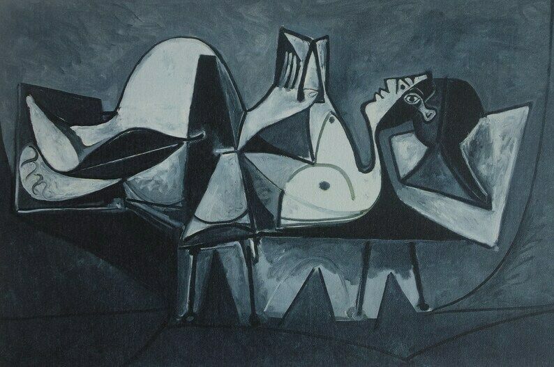 Fine Cubist Limited Edition Print   Portrait Of A Woman, Nude, Pablo Picasso, Signed & Numbered photo furniture