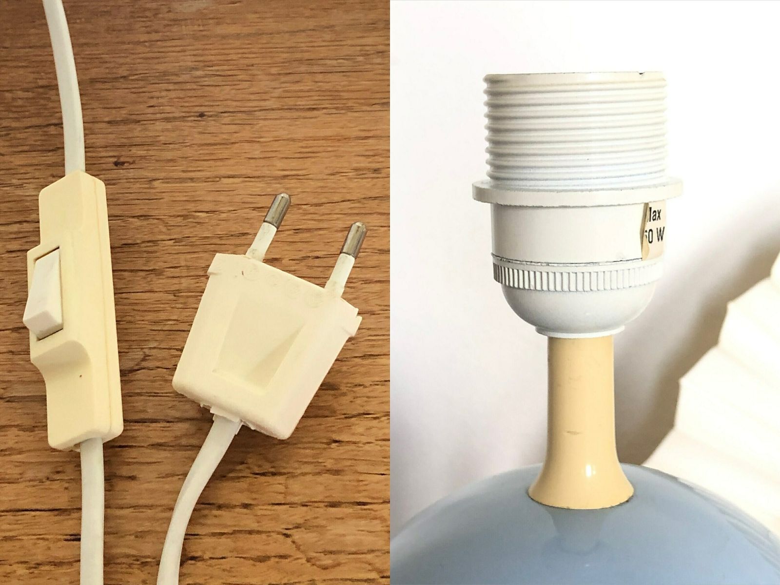 photo furniture Danish Modernist Porcelain Table Lamp In Pastel Blue With Organic Pattern And Vintage Beige Pleated Fabric Shade   Design By Scan Lamps