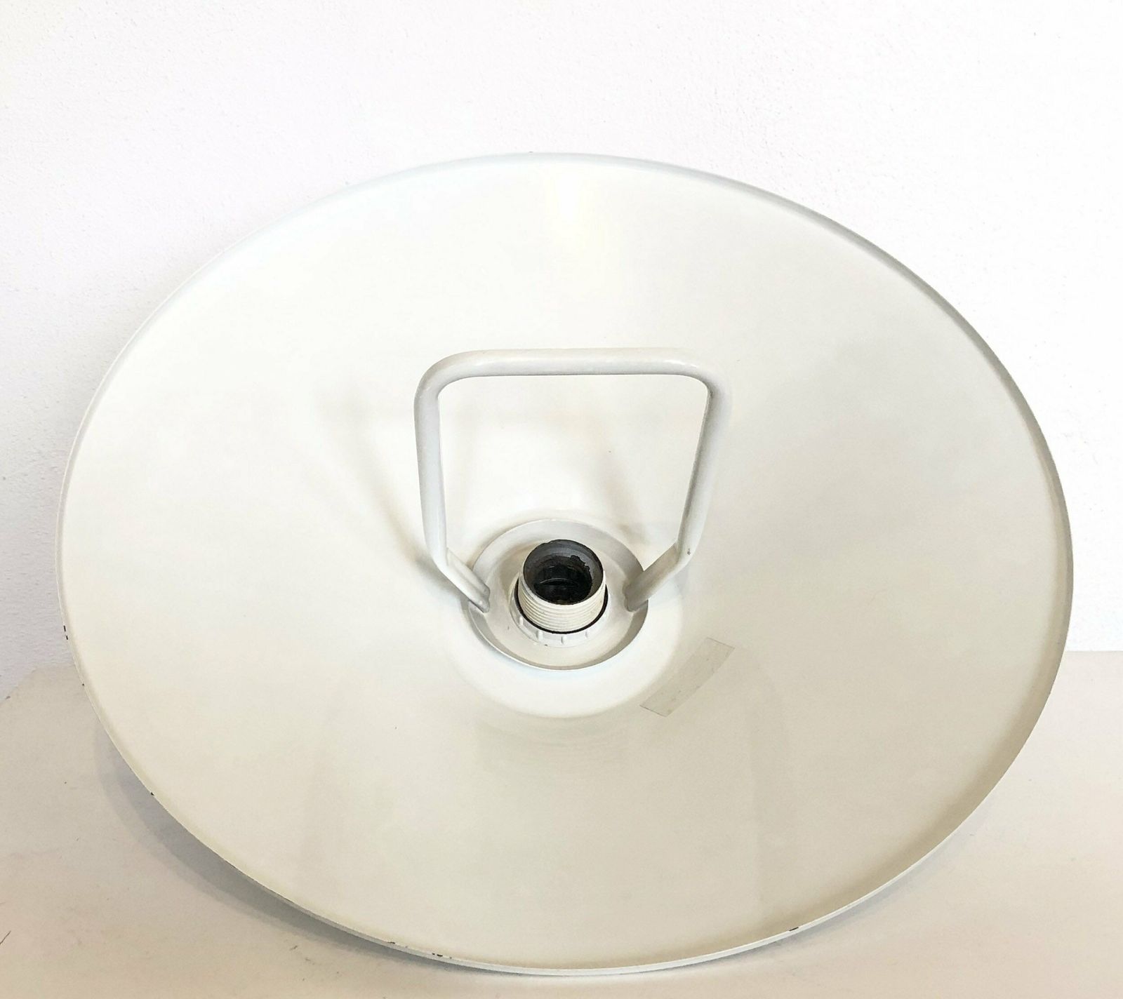 photo furniture Danish Minimalist Mid Century Ceiling Lamp In White Metal With Red Details