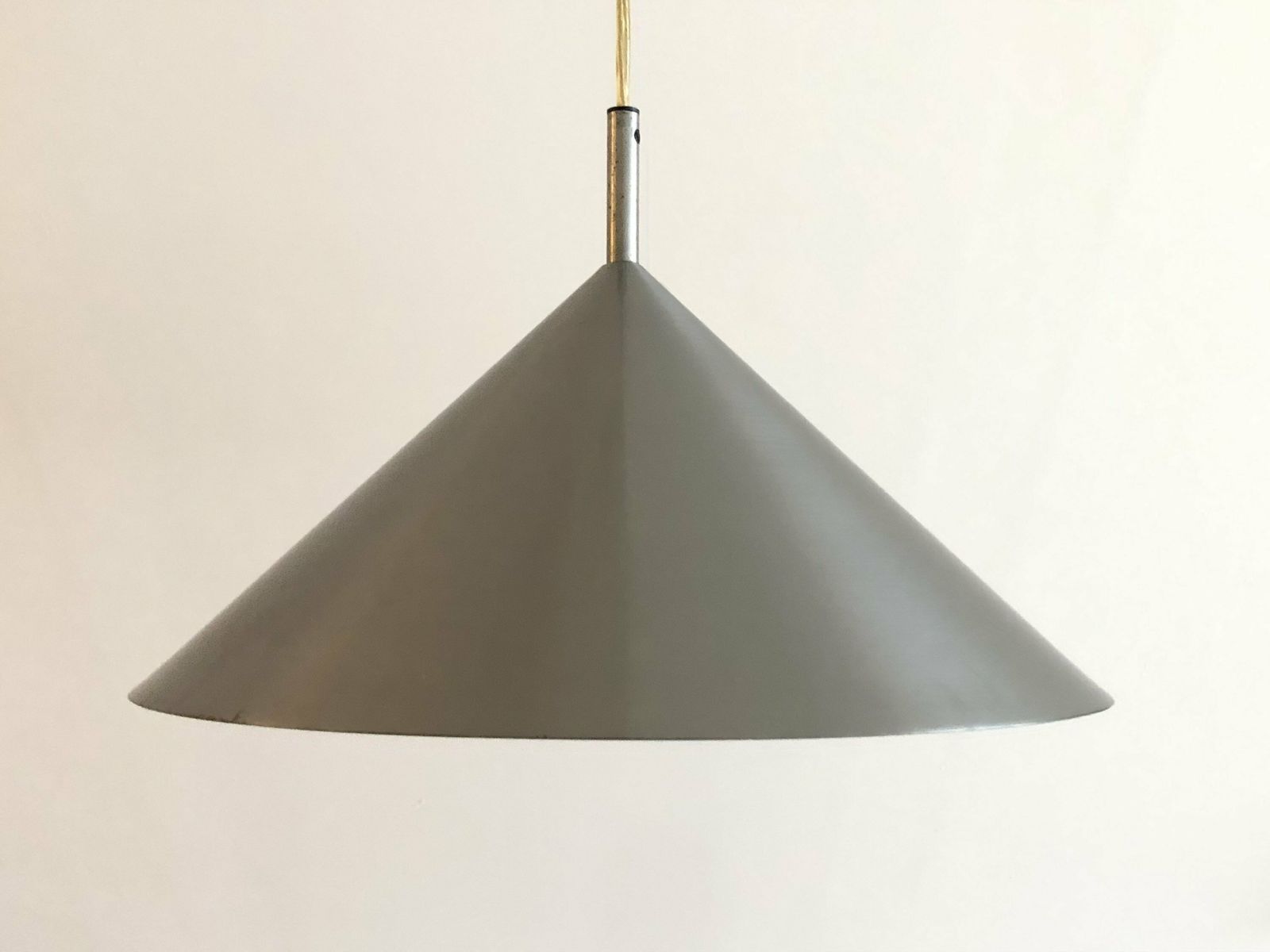 Danish Minimalist El Light Design Vintage Postmodern Matte Steel Ceiling Lamp In Cool Cone Shape With Steel Tubular Top photo 231.0