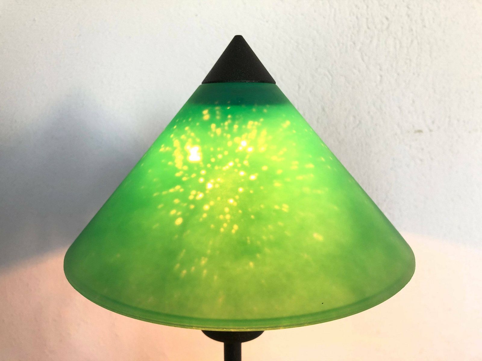 Danish Postmodern Table Lamp In Organic Shaped Swaying Metal Base And Pointy Green Glass Shade   Design From E.S. Horn photo Lighting