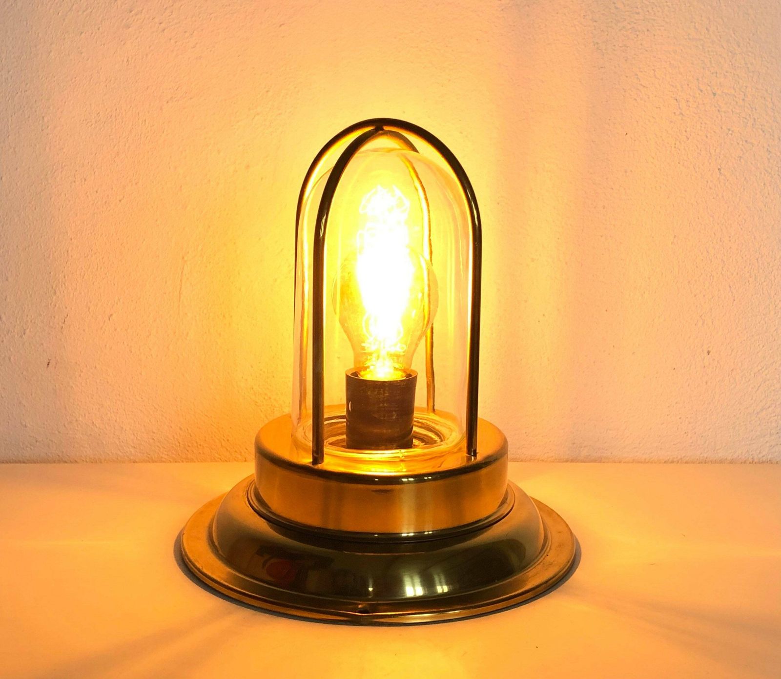 Danish Mid Century Modern Glass And Brass Wall Or Table Lamp   Design From Abo, Randers photo for sale