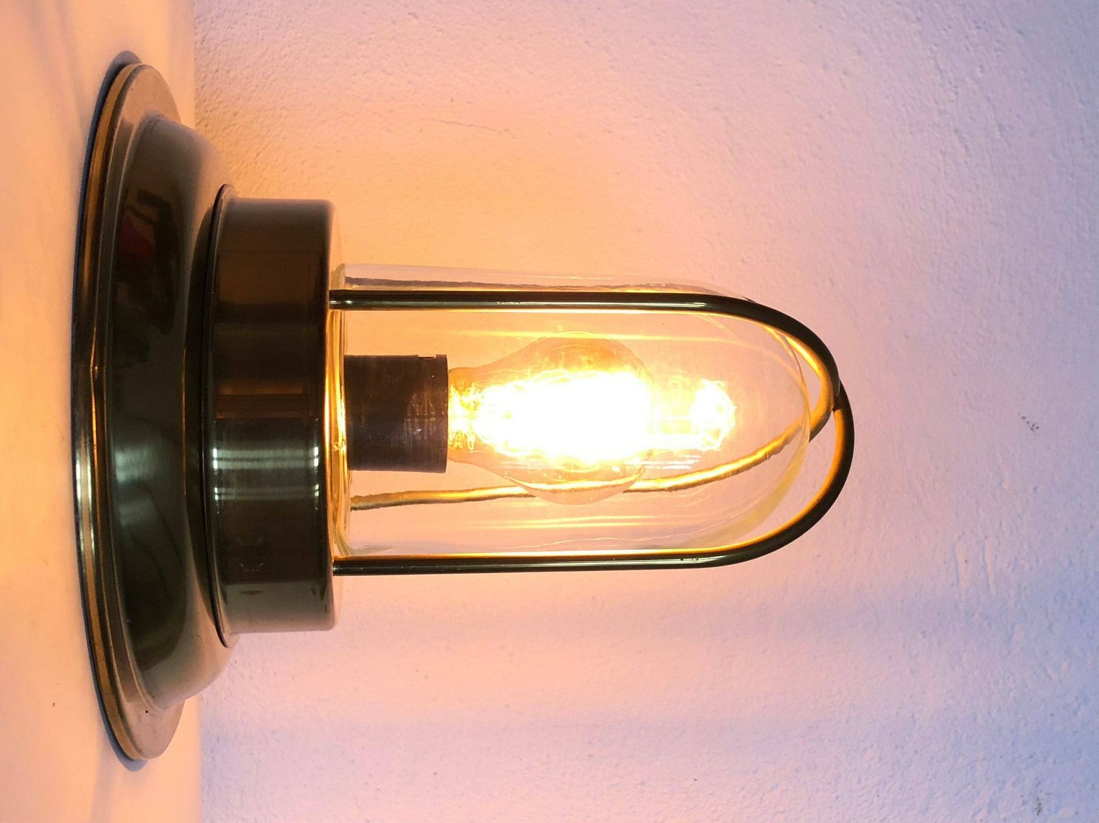 Danish Mid Century Modern Glass And Brass Wall Or Table Lamp   Design From Abo, Randers photo Lighting