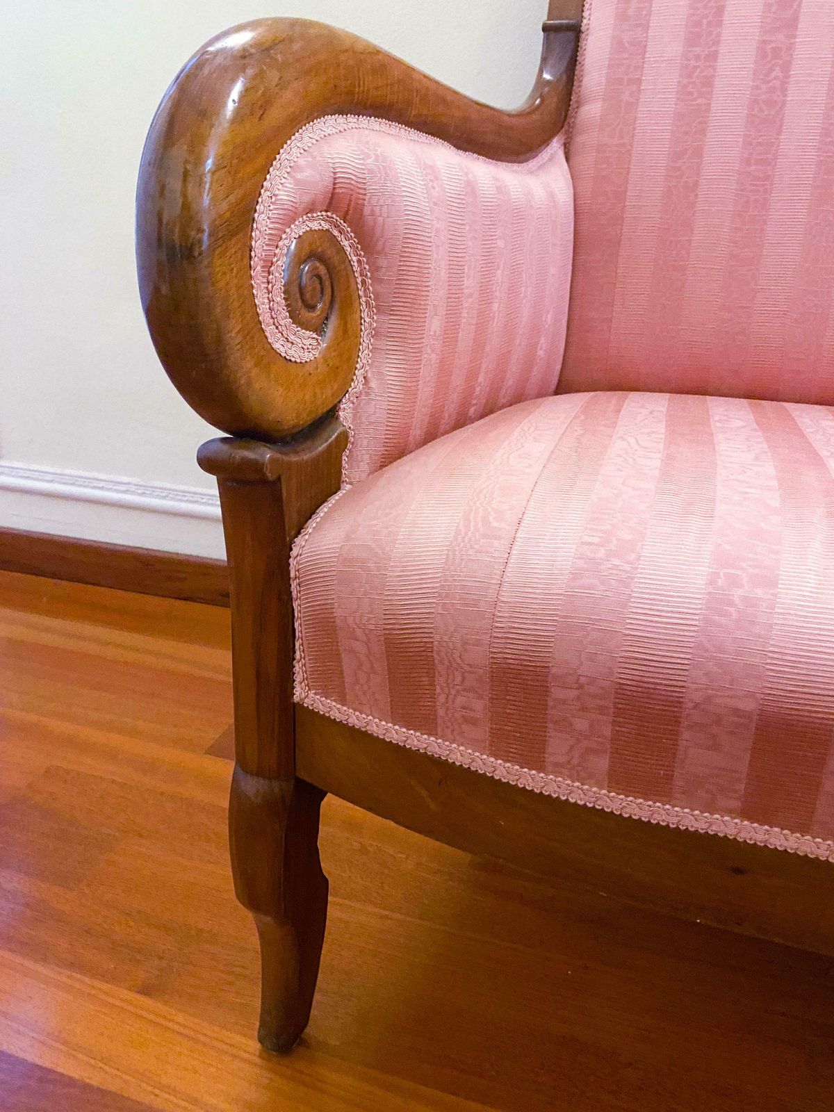 Antique Restoration Era Walnut Sofa, France 1830s photo vintage