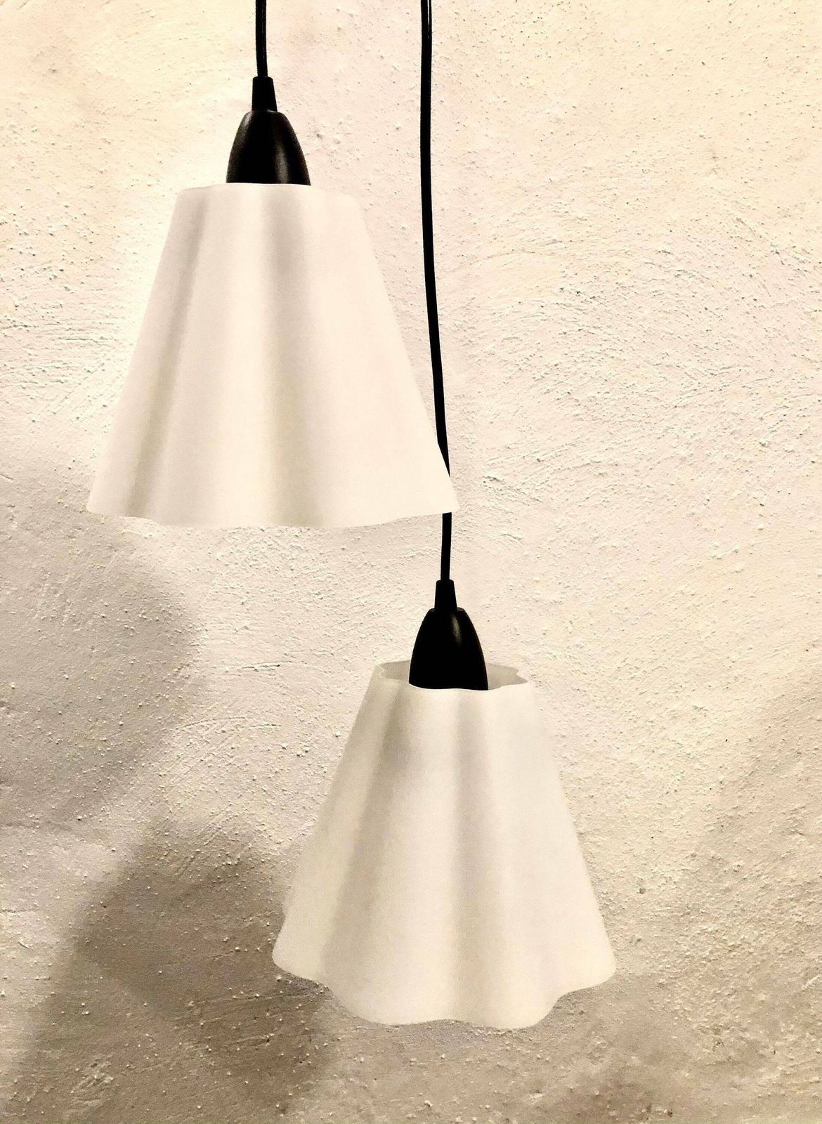 Pair Of Postmodern Italian Ceiling Lamps In White Glass   Design By Fabbian photo Lighting