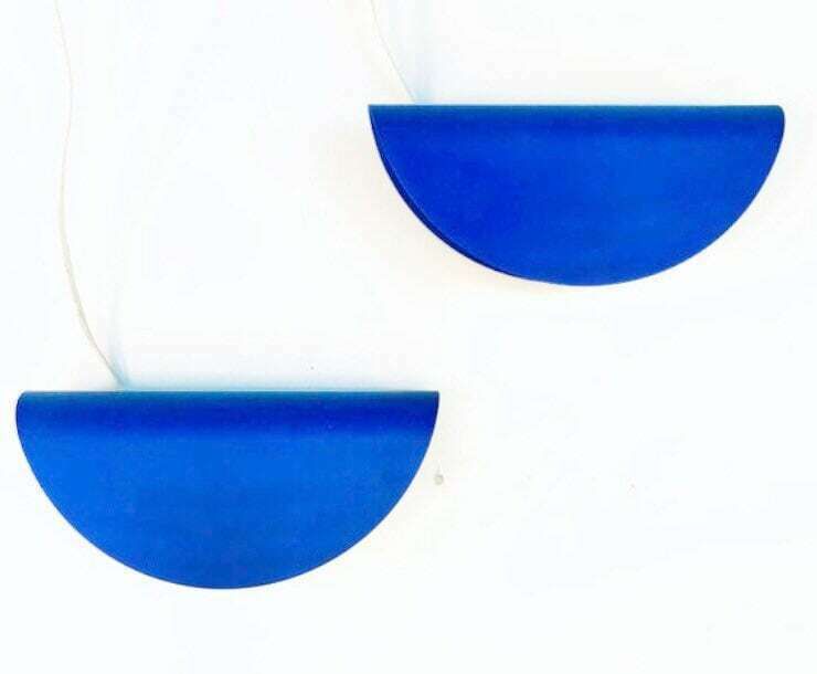 Pair Of Danish Minimalist Vintage Halfmoon Wall Lamps In Blue Painted Metal   Design By Nordlux