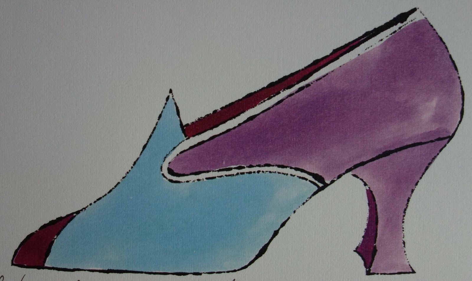 Fine Pop Art Limited Edition Illustration Print   Shoe, Andy Warhol, Signed & Stamped With Estate Stamp photo furniture