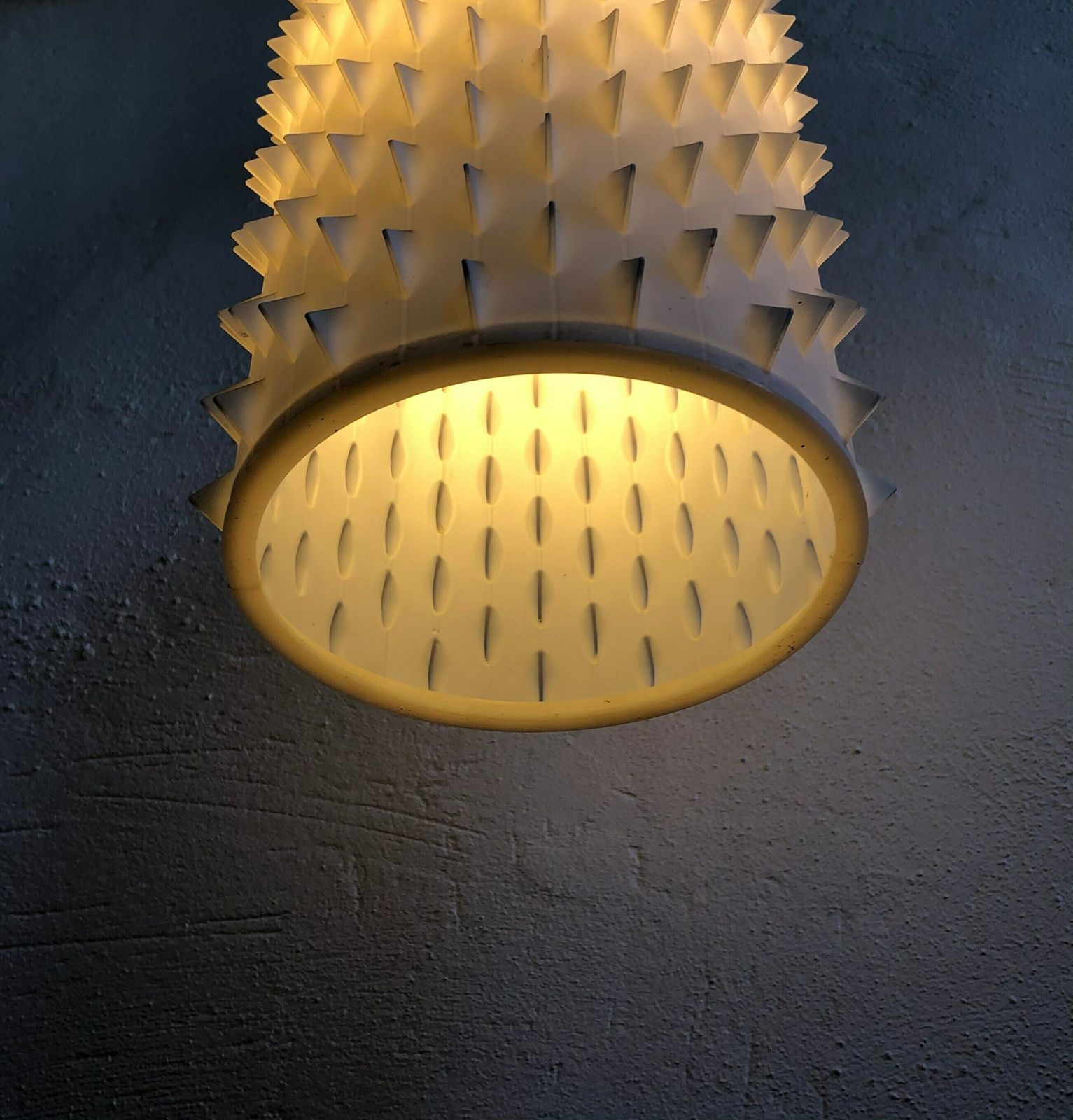 Rare Modernist Danish “Contour 602” Ceiling Lamp In Plastic With Spike Pattern   Design By Lars Schiøler For Høyrup Lighting In 1959 photo buy