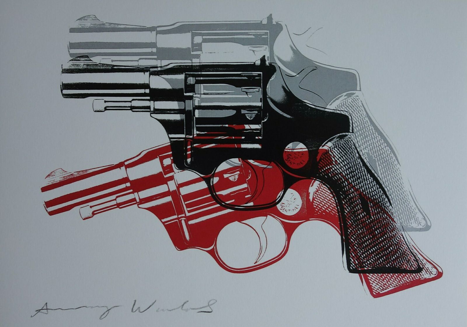 Fine Pop Art Limited Edition Trial Print – Gun Series, Andy Warhol, Signed & Stamped With Estate Stamp photo vinterior
