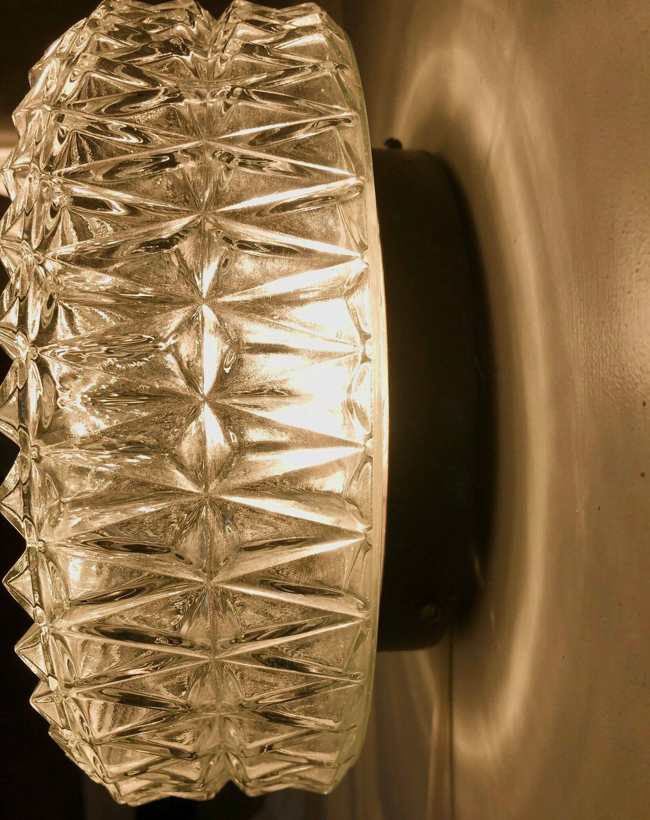Vintage Danish Glass Wall Or Ceiling Lamp With An Organic Symmetrical Round Pattern   Design From E.S. Horn photo vintage