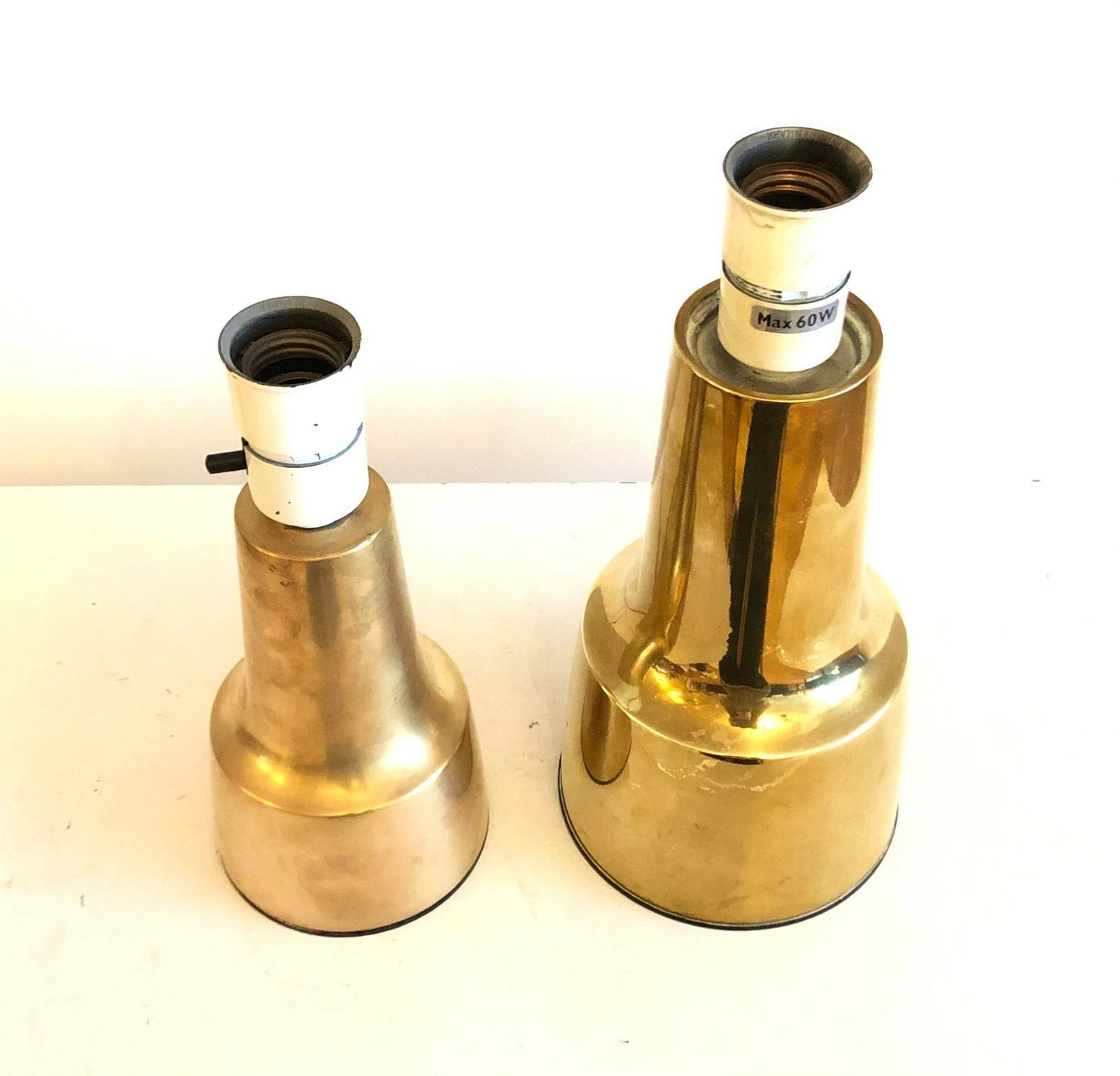Exclusive Set Of Cohr Design Mid Century Modern Sculptural Brass Table Lamps With Elegant Expression photo Lighting
