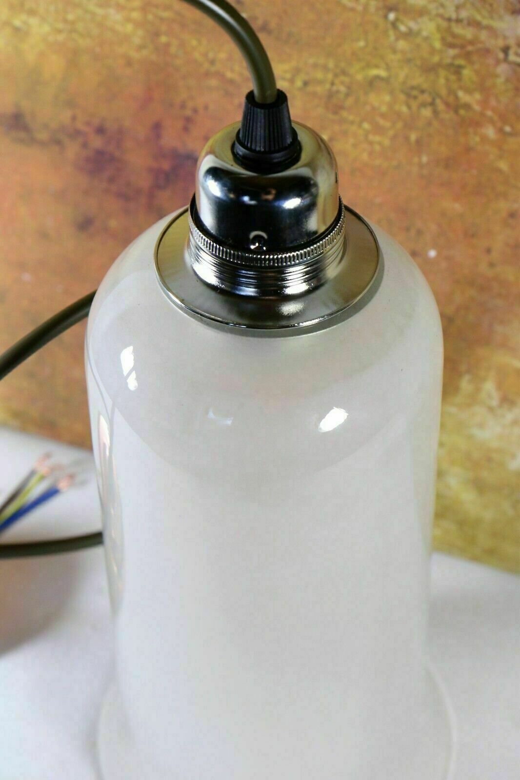 photo furniture Ceiling Light Vintage French Industrial Frosted Glass Long Bell Pendant Retro Cs