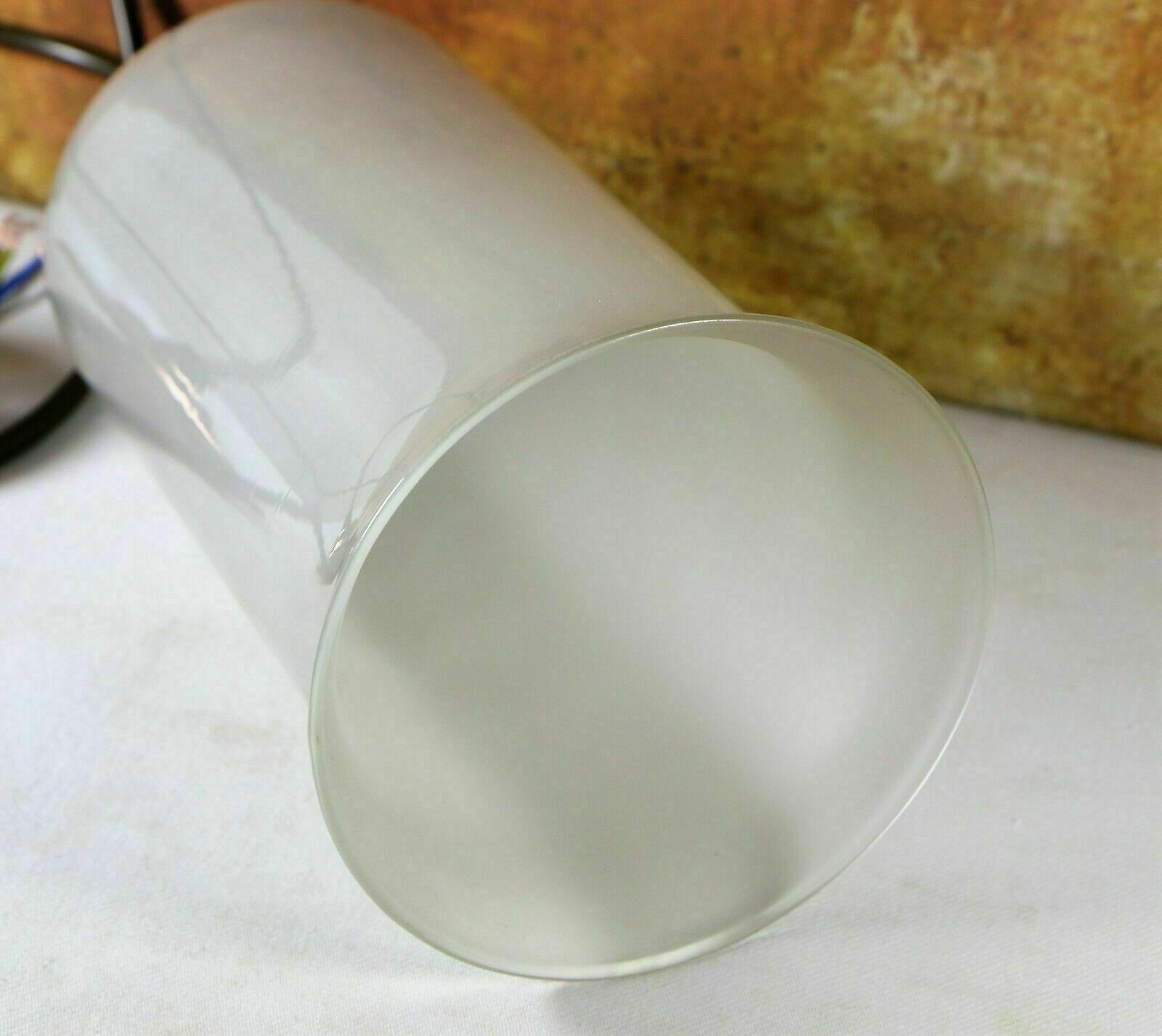photo for sale Ceiling Light Vintage French Industrial Frosted Glass Long Bell Pendant Retro Cs