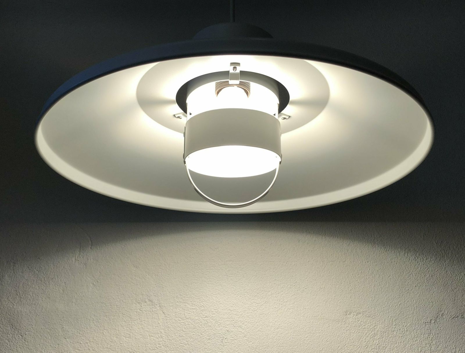 Danish Minimalist Mid Century Ceiling Lamp In White Metal With Elegant Details   Design From Vitrika photo for sale
