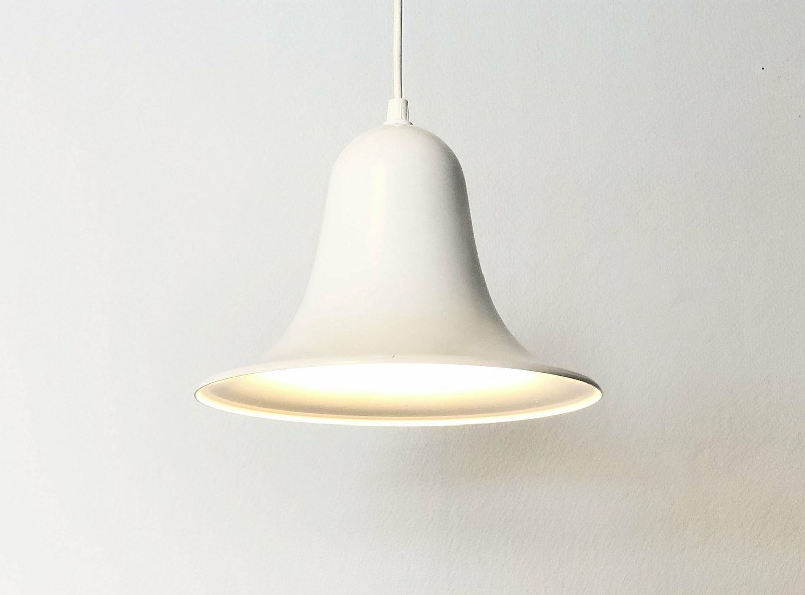Verner Panton Original Small “Pantop” Mid Century Modern Vintage Ceiling Lamp In White   Design From The 1980s