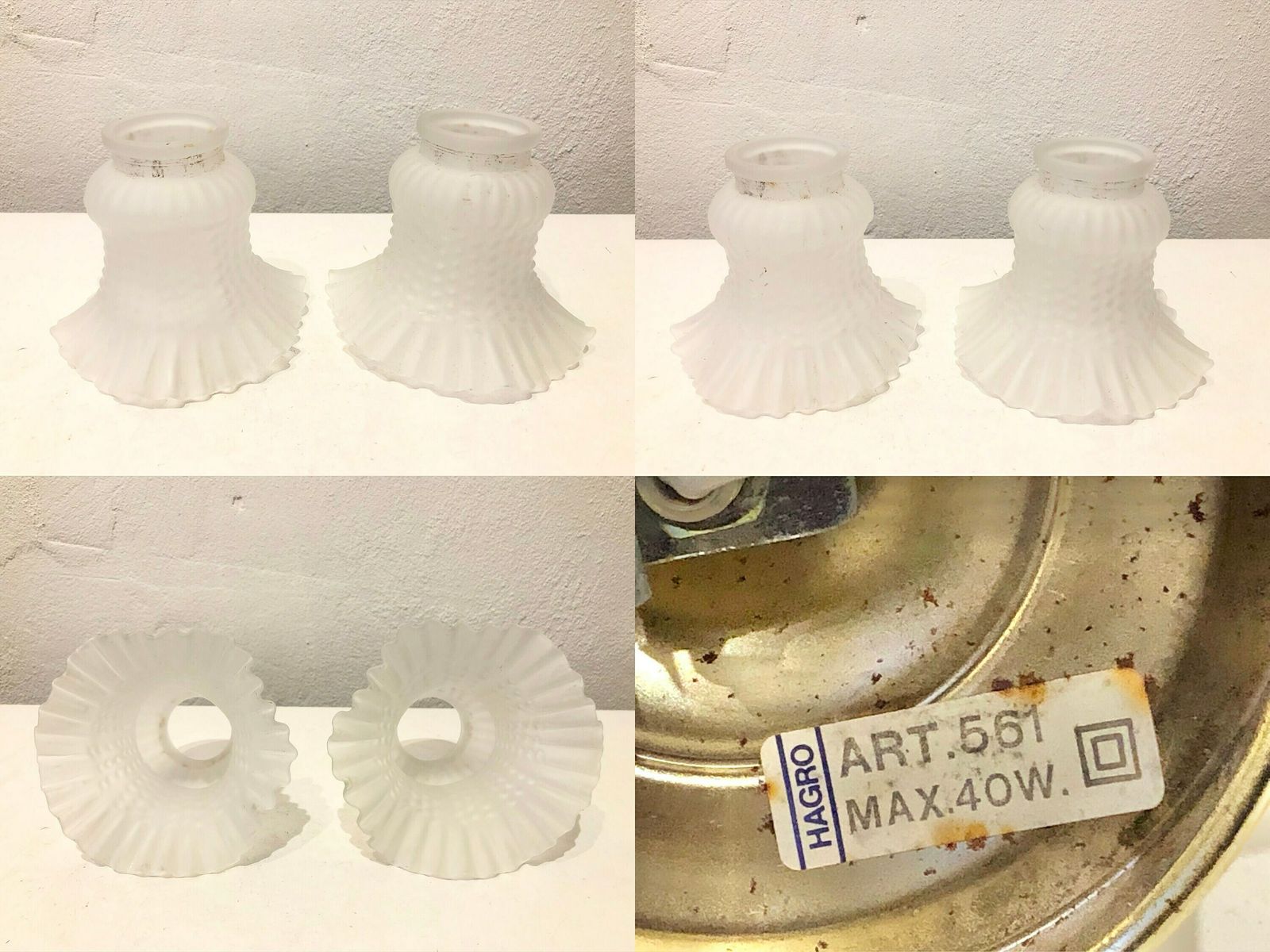 photo furniture Danish Mid Century Wall Lamps With Patterned Glass Shades And Gold Metal Details   Design From Hagro A/S