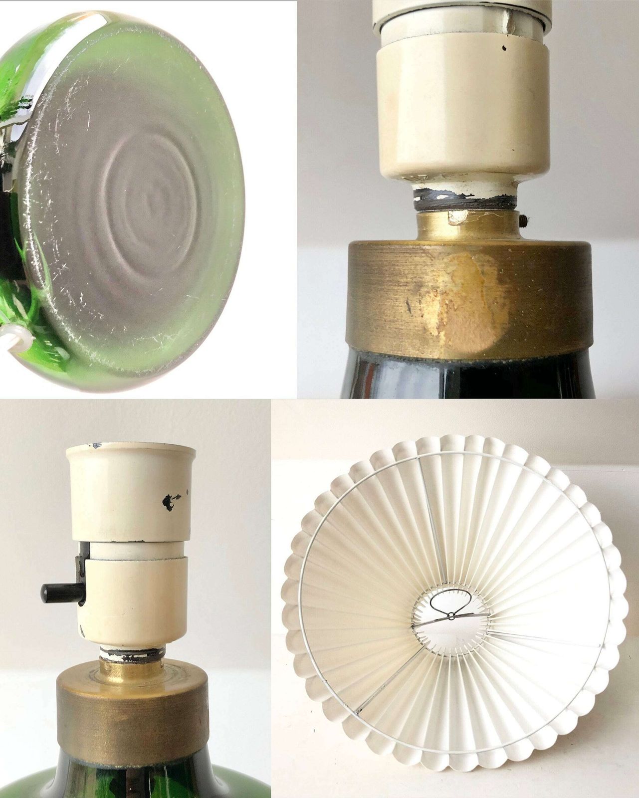 Exclusive “Granny” Green Mid Century Modern Danish Vintage Art Glass Table Lamp   Design By Michael Bang For Holmegaard In 1975 photo vintage