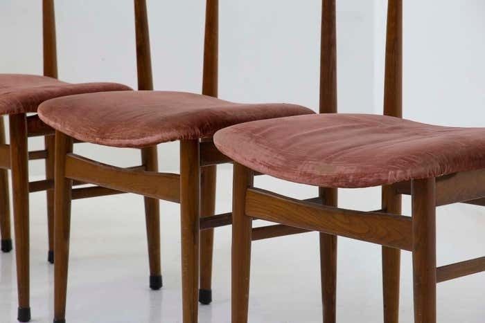 Set Of Five Italian Wood And Velvet Chairs photo 4794.0