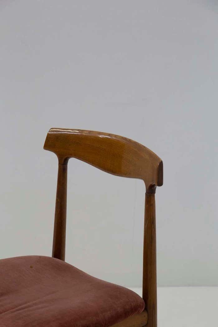 Set Of Five Italian Wood And Velvet Chairs photo vintage