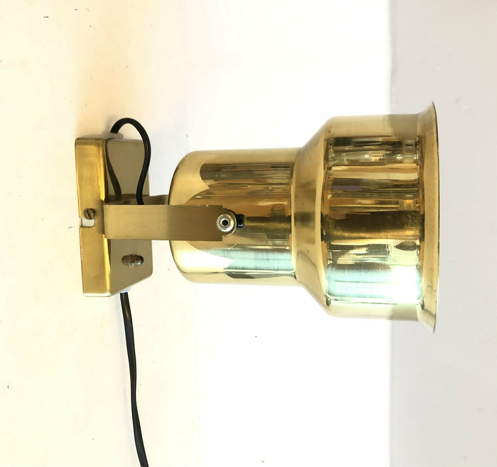 Danish Mid Century Brass Wall Lamp With Adjustable Shade And Great Details   Design By Abo, Randers photo Lighting