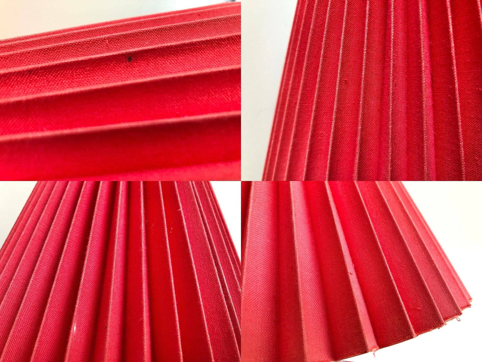Vintage Danish Original Le Klint Design “Lk 96” Mid Century Scissor Wall Lamp In White Painted Wood With Red Pleated Shade photo vintage