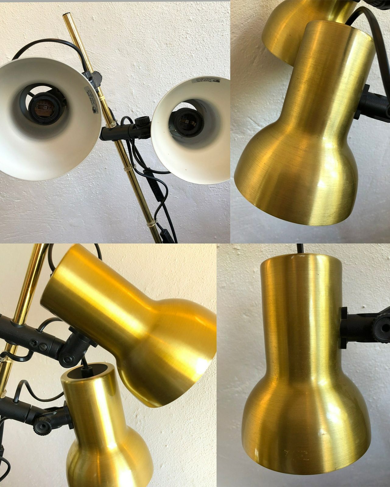 photo for sale Danish Mid Century Floor Lamp In Gold Painted Metal   Design From E.S. Horn