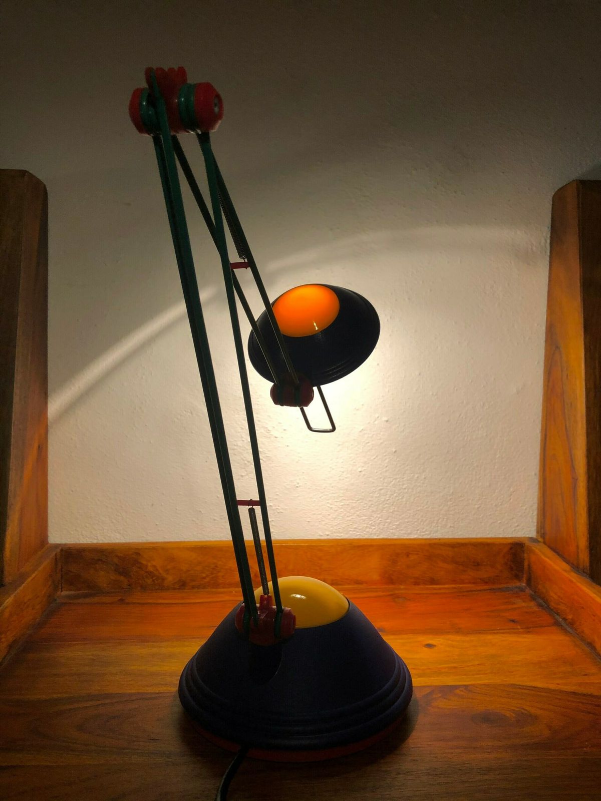 Vintage Memphis Style Design Table Lamp In Red, Yellow, Green And Blue photo vintage