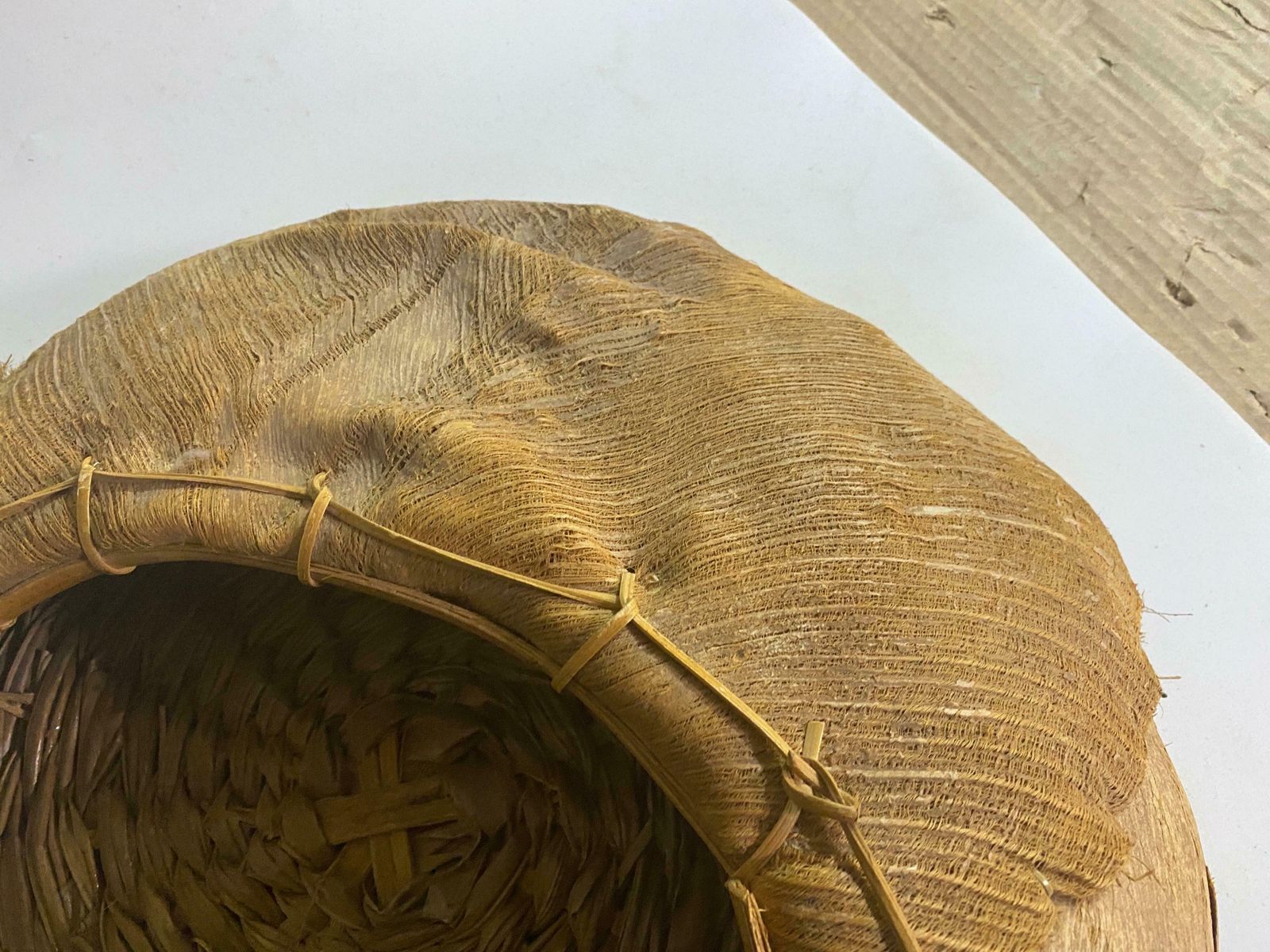 479.0 Rattan And Wood Italian Large Basket Bowl Centerpiece, 1970s photo