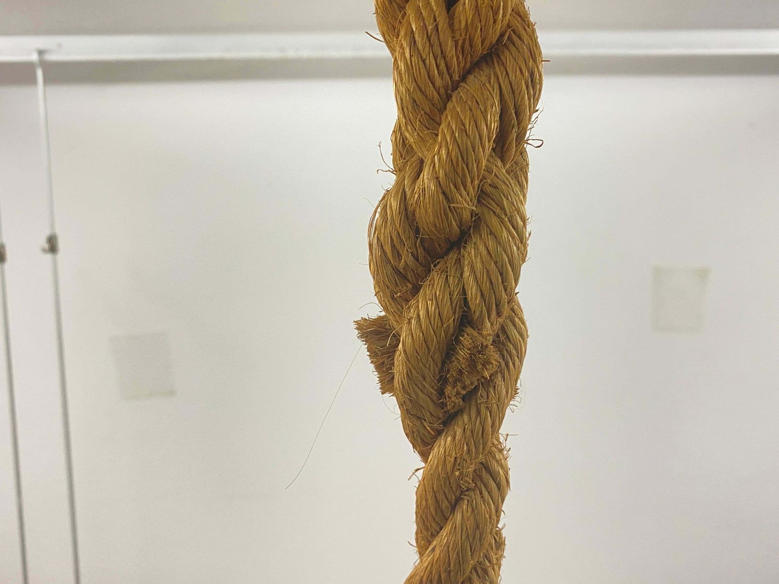 photo furniture Audoux Minet Attributed Rope Ceilling Light 2 Green Glass Balls France, 1950