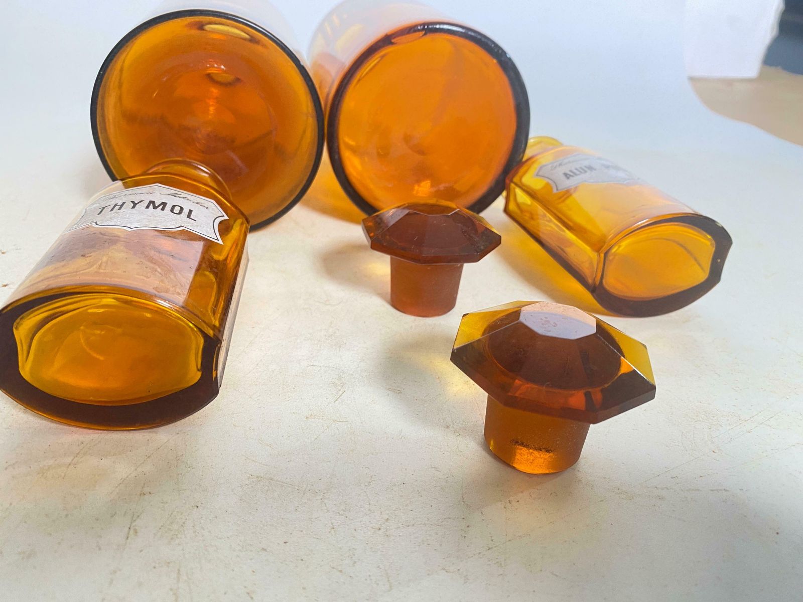 French Cobalt Orange Pharmacy Bottles Set Of 4 Circa 20th Century photo furniture