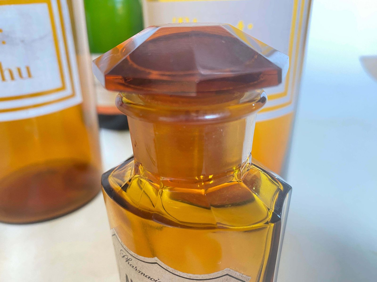 French Cobalt Orange Pharmacy Bottles Set Of 4 Circa 20th Century photo Home Decor