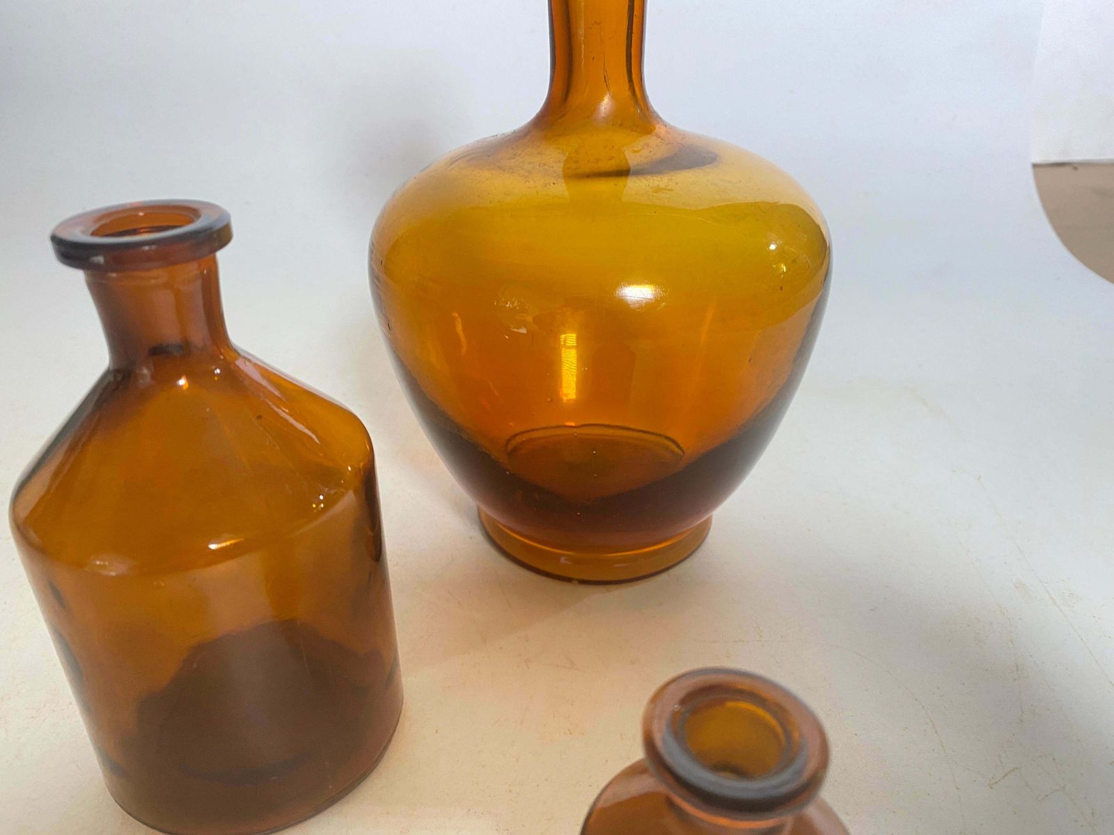French Cobalt Orange Pharmacy Bottles Set Of 3 Circa 20th Century photo Home Decor