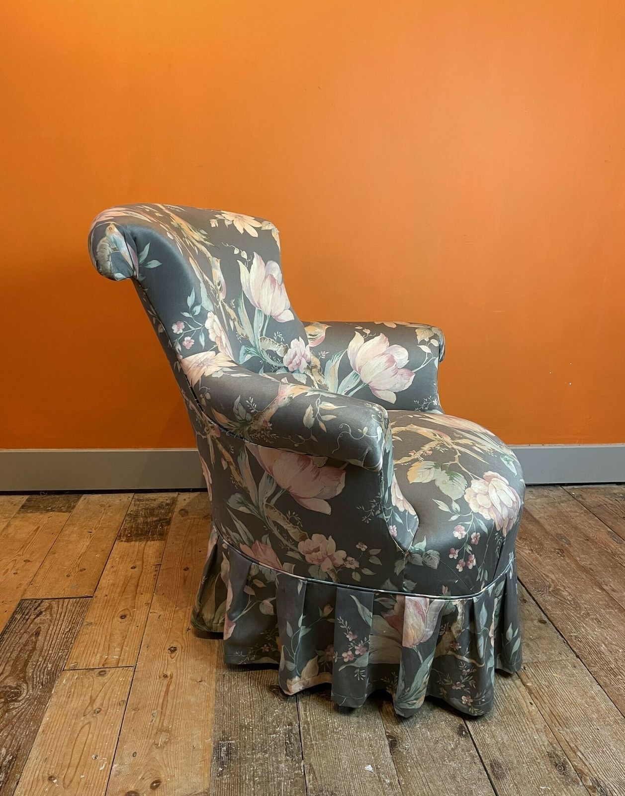 Antique French Napoleon III Scroll Back Armchair For Recovering photo Furniture