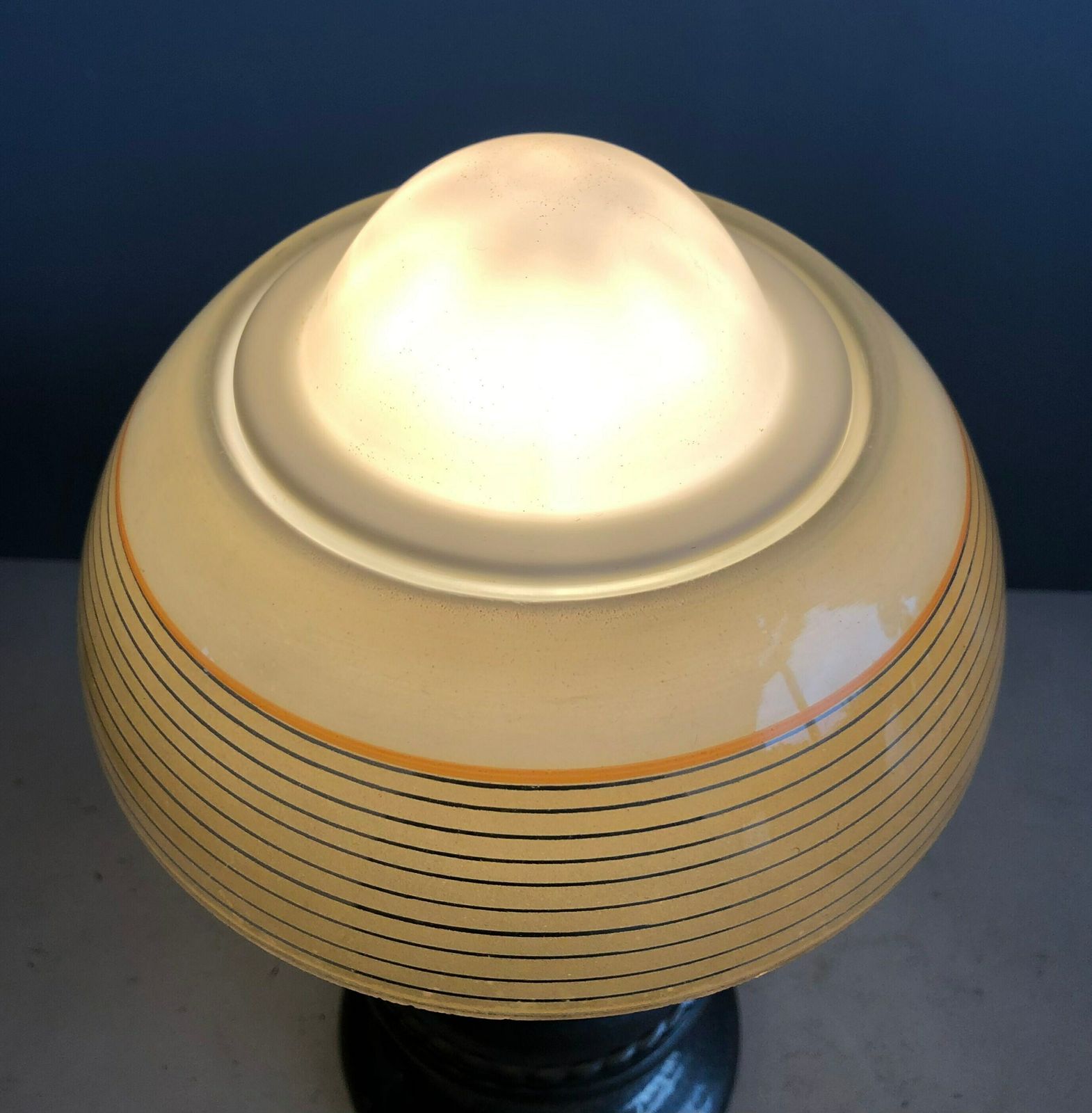 Danish Early Art Deco Hags Design Table Lamp In Pewter With Rare “Fried Egg” Glass Shade photo Lighting