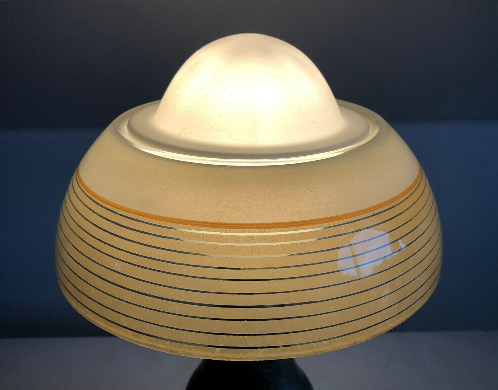 Danish Early Art Deco Hags Design Table Lamp In Pewter With Rare “Fried Egg” Glass Shade photo buy