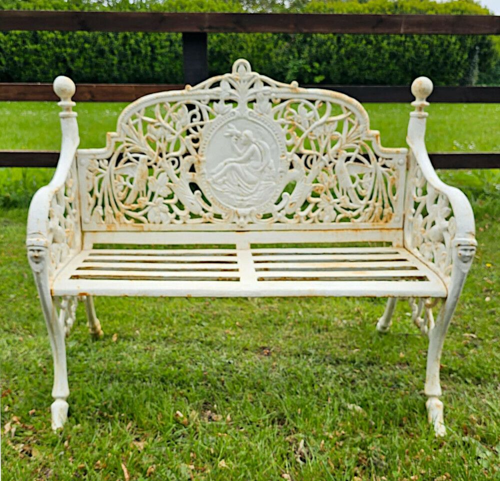 A Stunning 20th Century Victorian Style Heavy Cast Iron Lady Garden Seat