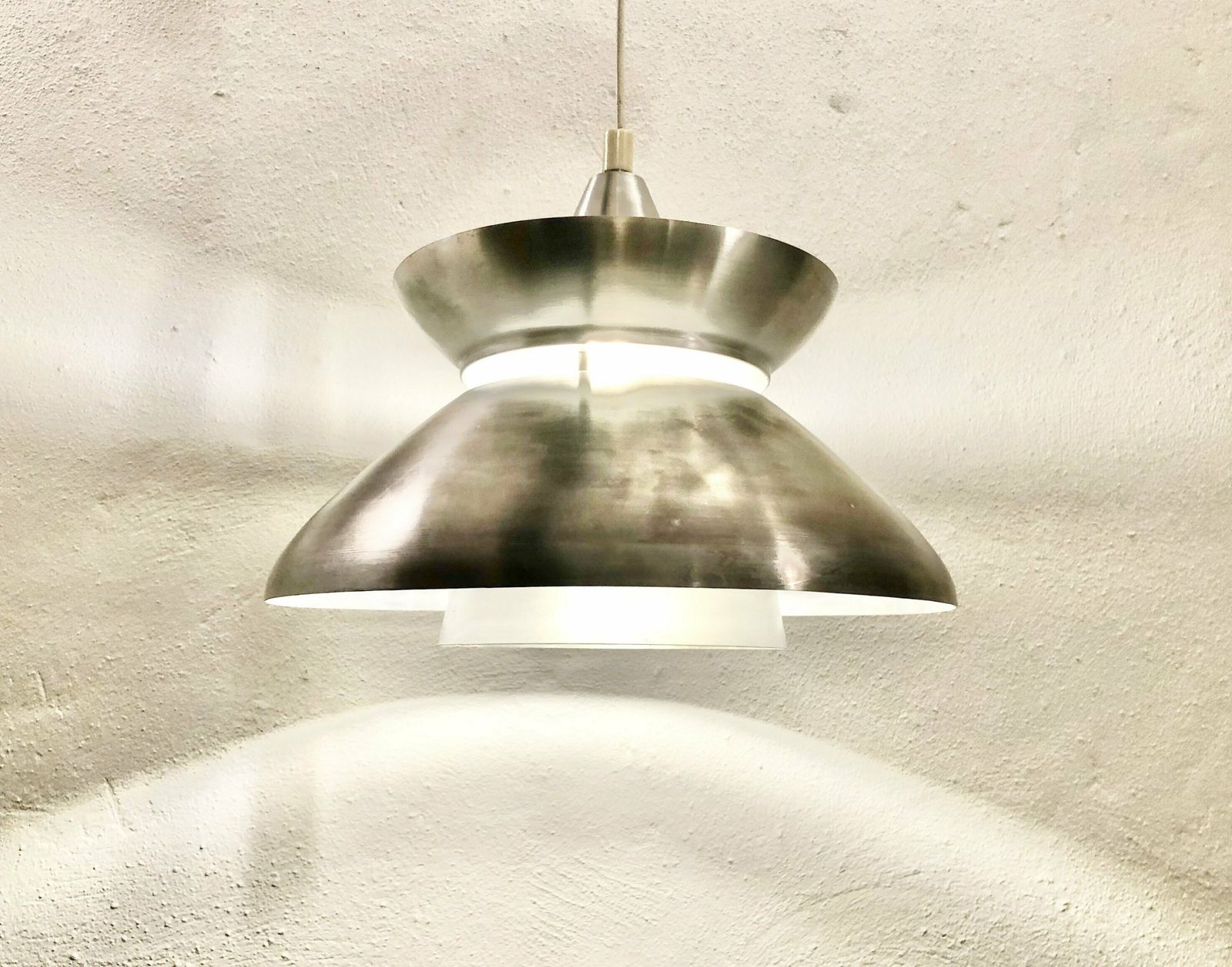 Danish Mid Century Modern Vintage Pure Aluminium Ceiling Lamp   Design From The 1960s