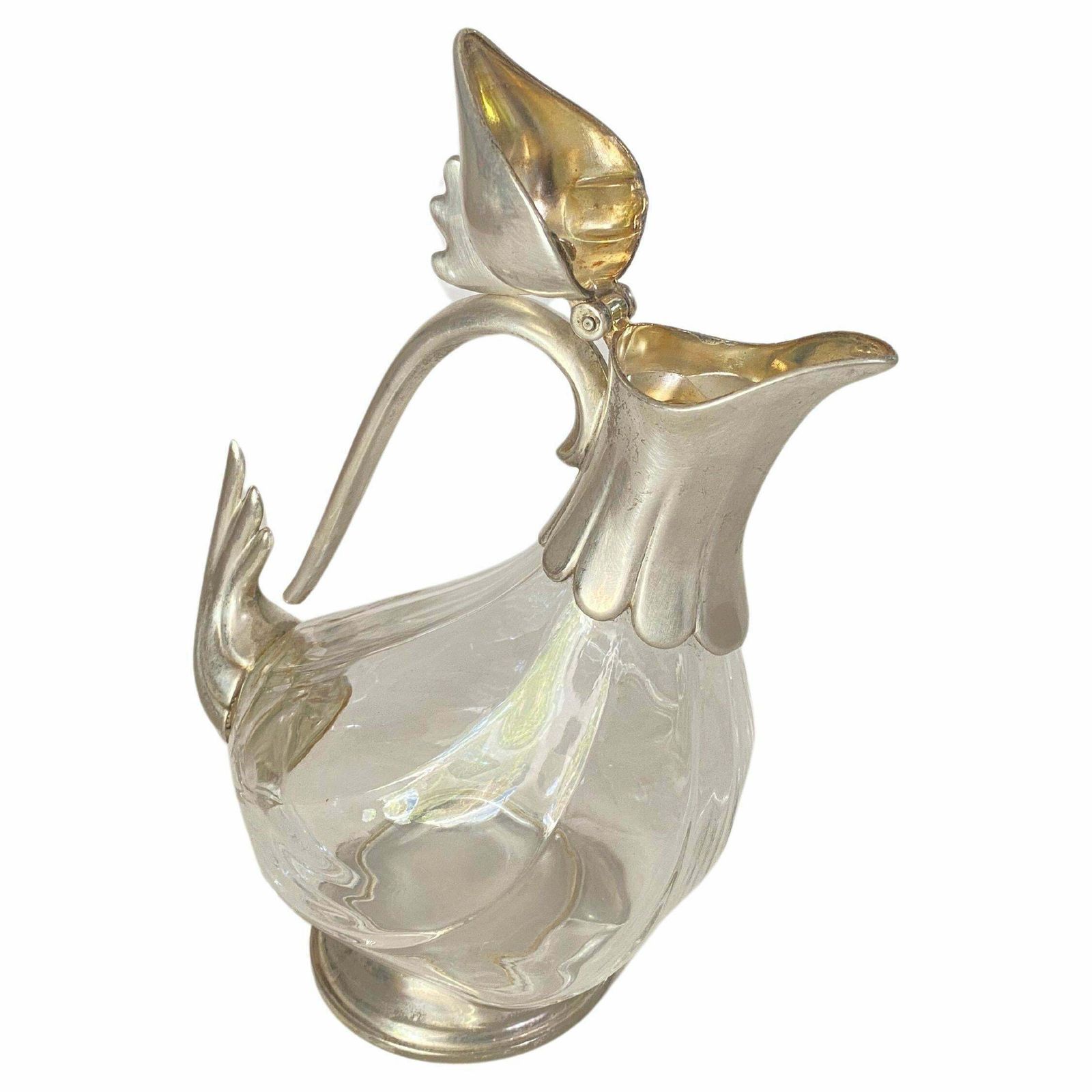 Liquor Bottle In Glass And Metal France 20th Century Silver Color