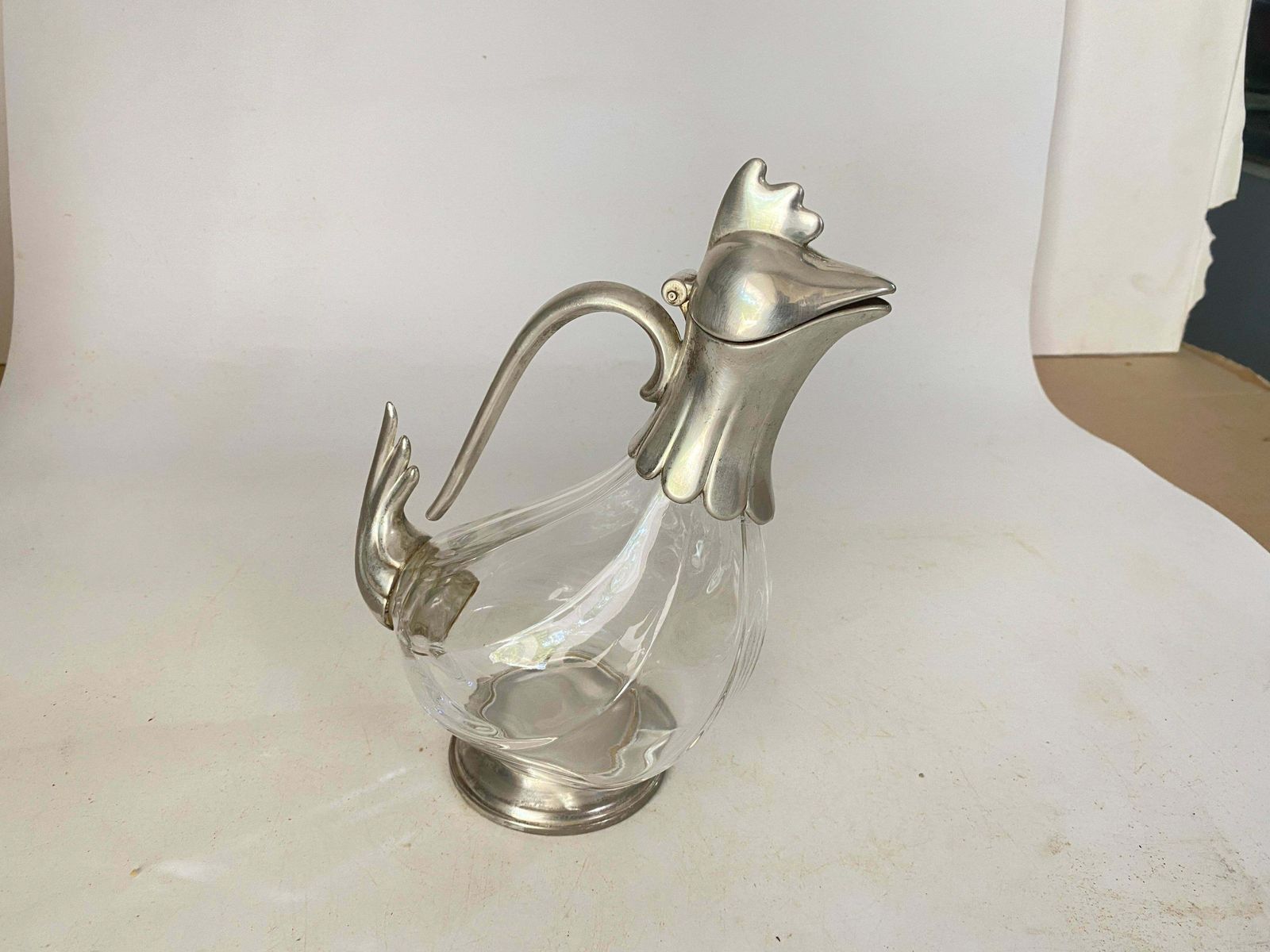 Liquor Bottle In Glass And Metal France 20th Century Silver Color photo Home Decor