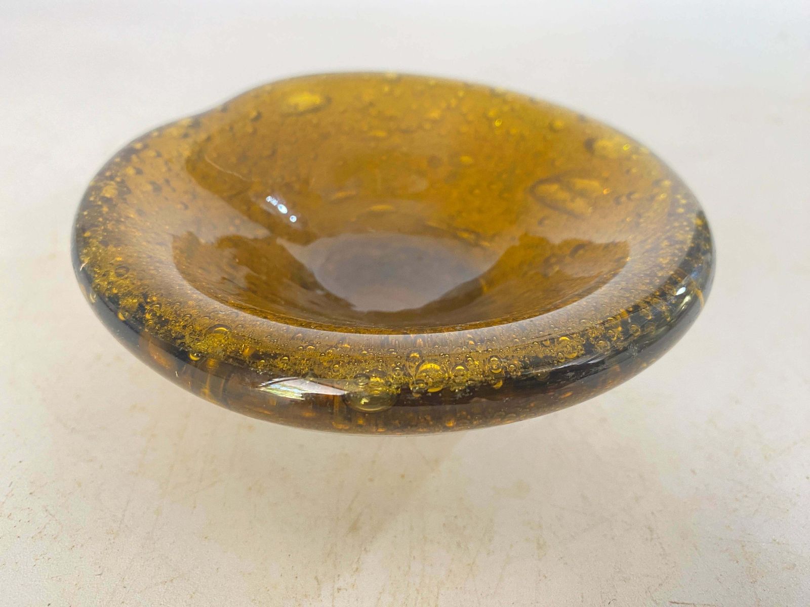 Vide Poche Or Ashtray In Glass, Bubles Patterns France, Circa 1970 From Biot photo buy