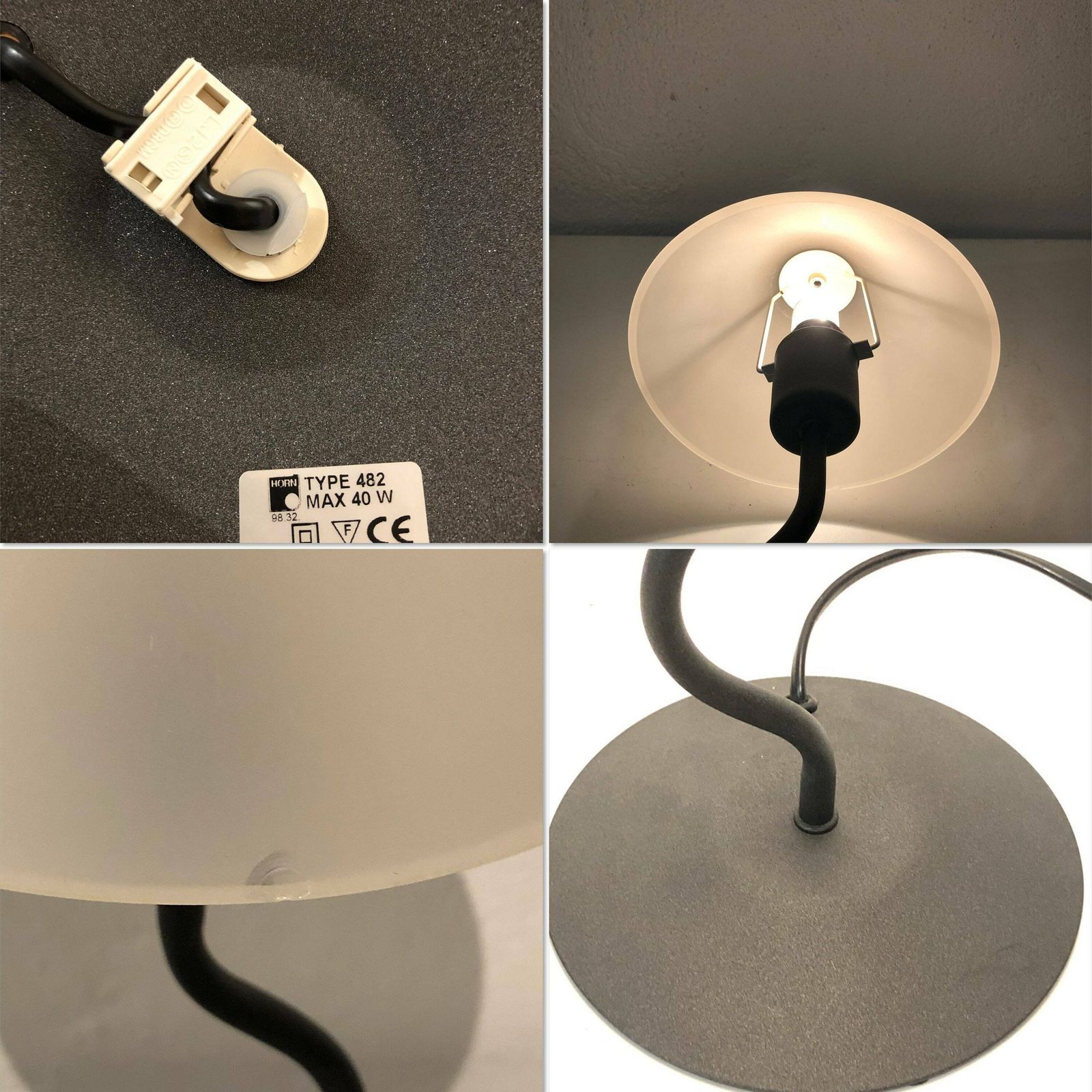 photo for sale Danish Postmodern Table Lamp In Organic Shaped Swaying Metal Base And Pointy Glass Shade   Design From E.S. Horn