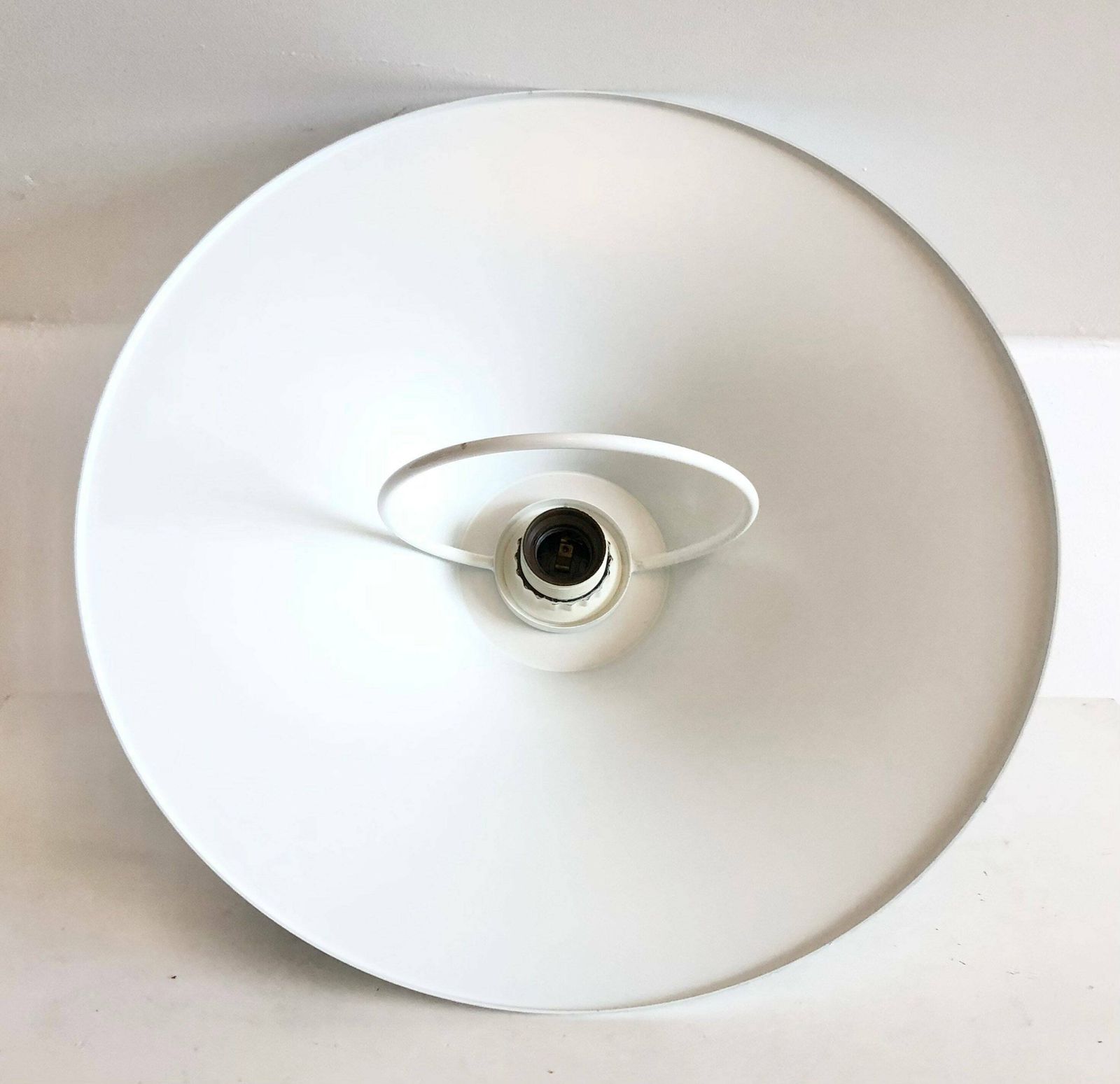 Danish Minimalist Mid Century Design Multilayer Ceiling Lamp In White Metal With Elegant Circle Hanger photo buy