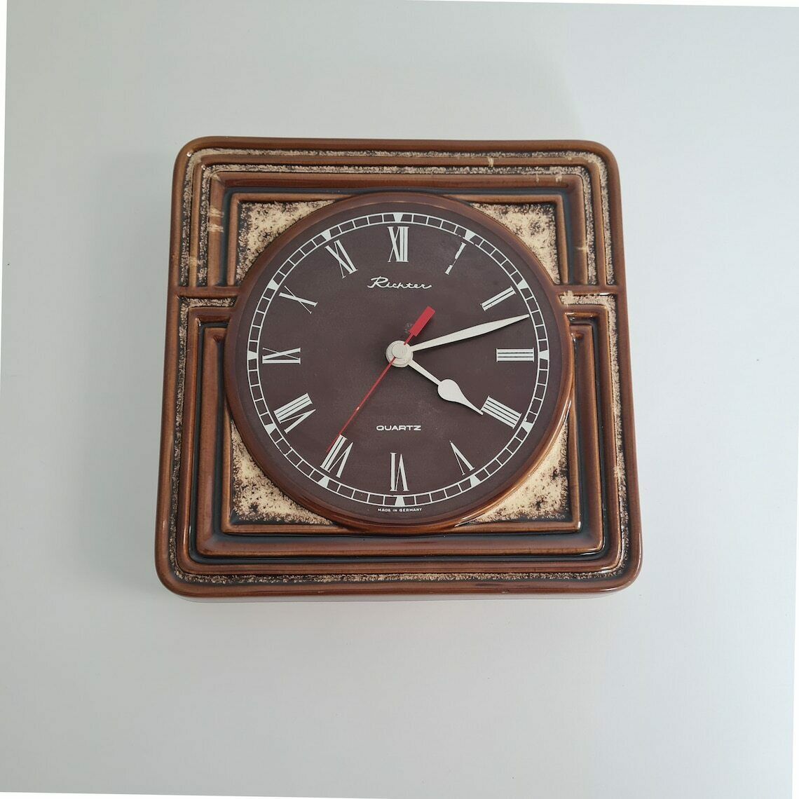 Vintage Keramische Mid Century Diehl Elektronische Wandklok, Duitsland, Jaren 70 photo buy