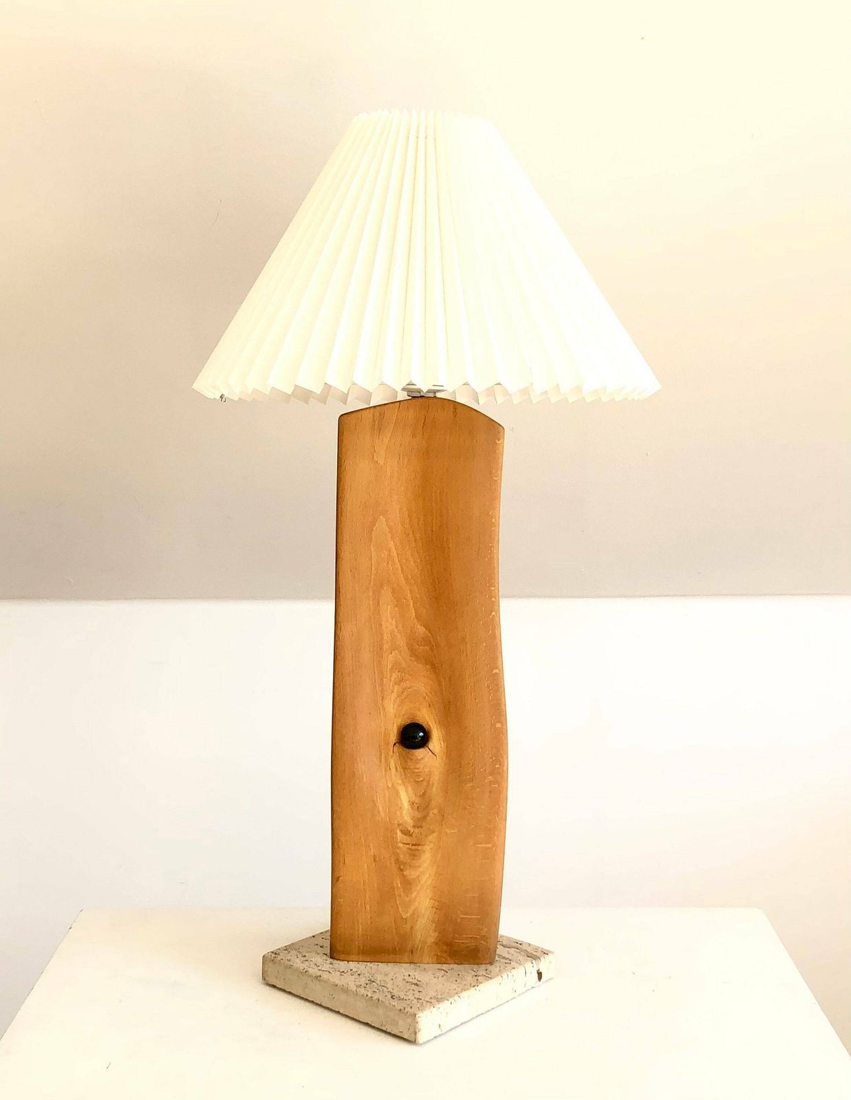 Danish Vintage Mid Century Art Table Lamp In Organic Shaped Wood And Natural Stone   Design From 1989 By Sap photo 283.0